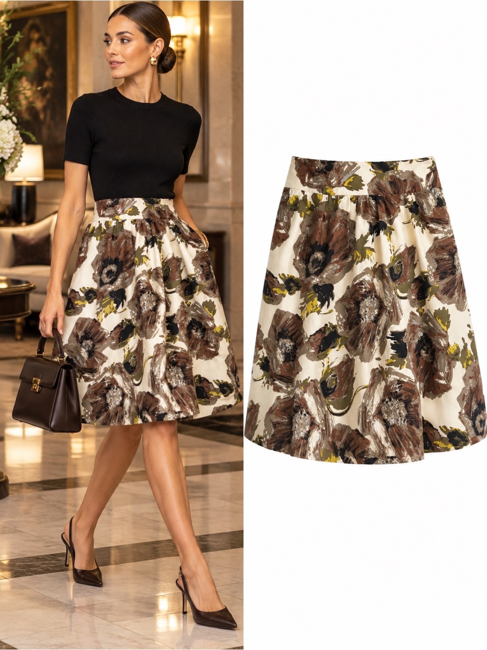 J.Crew Vintage Paintbrush Floral Belle Skirt Cotton Taffeta Pockets Size 4
